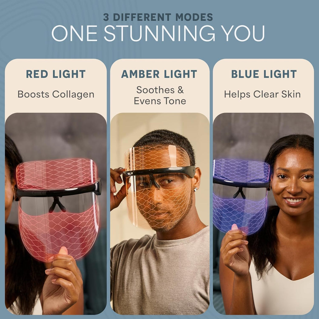– Red Light Therapy for Face – LED Face Mask Light Therapy with Red, Blue & Amber Modes – Vizacure Rechargeable, Portable Skincare Mask for At-Home Use